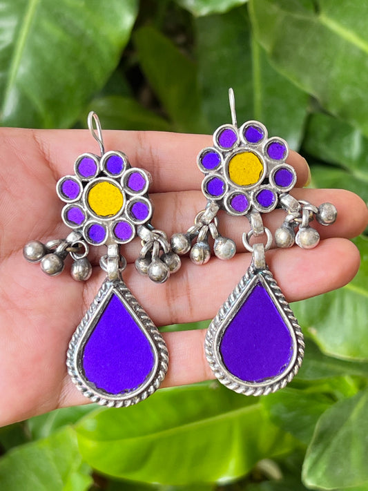 Purple glass earrings