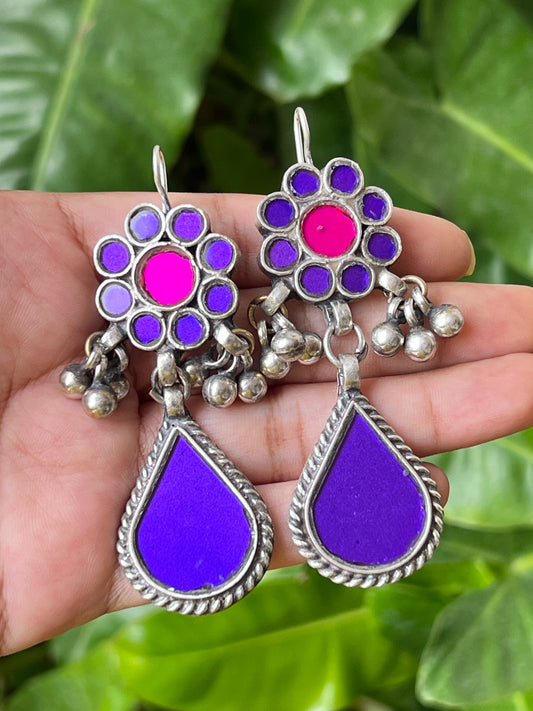 Purple glass earrings