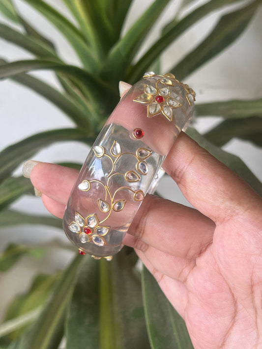 Transparent Resin bangles with kundhan work
