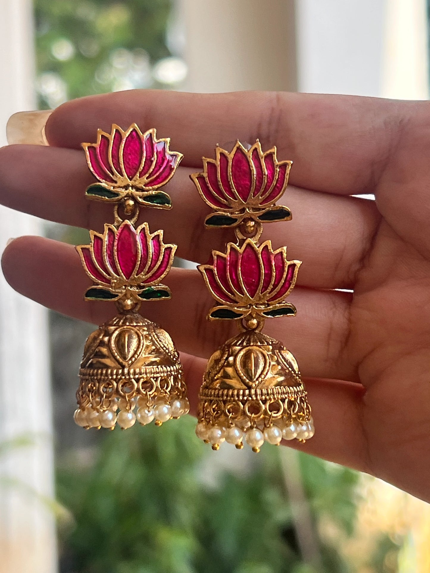 Double Lotus jhumkas