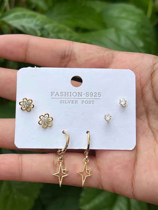 Anti tarnish earrings combo set of 3