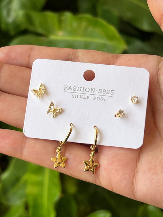 Anti tarnish studs combo set of 3