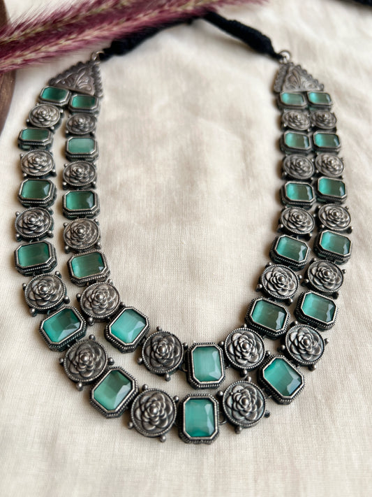 Oxidised mint necklace