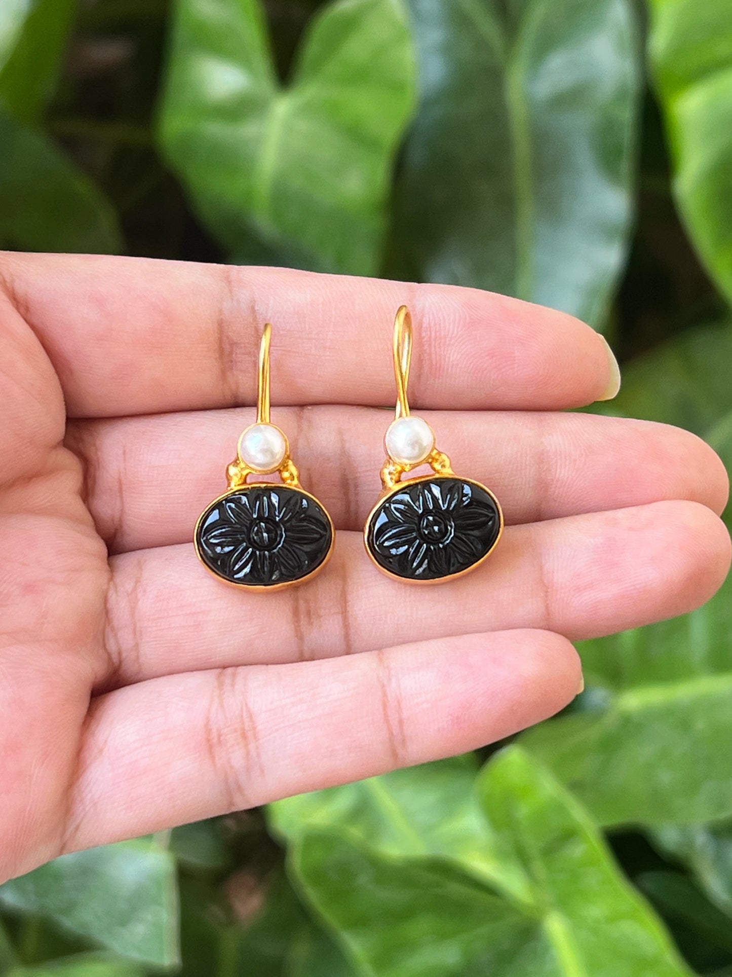 Black stone earrings