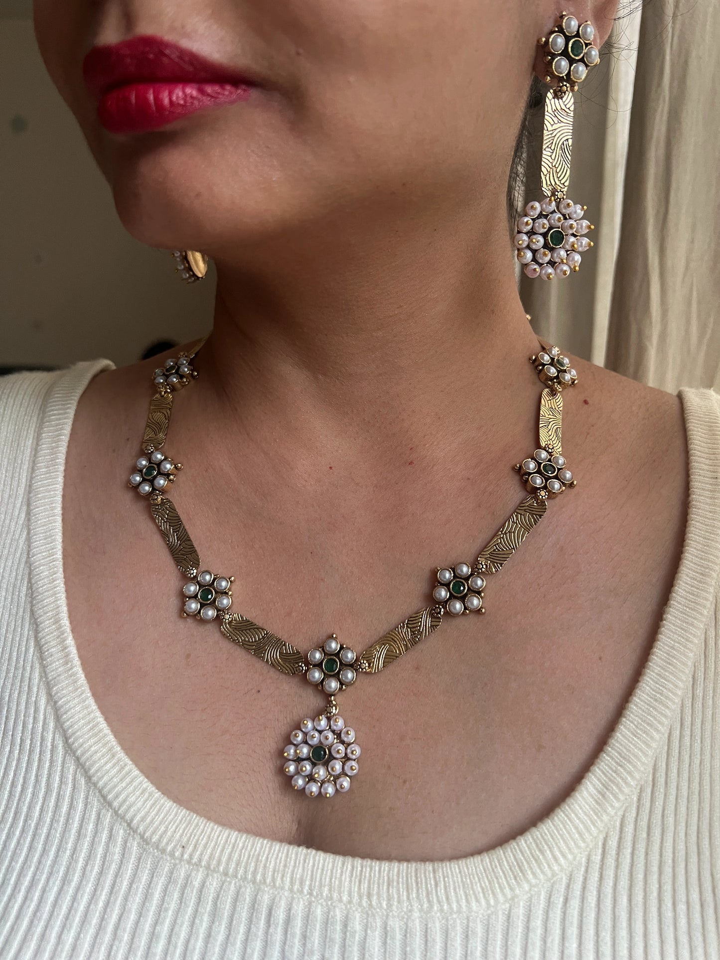 Single layer necklace set Green