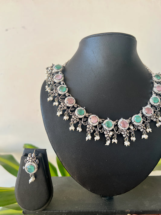 Oxidised necklace set