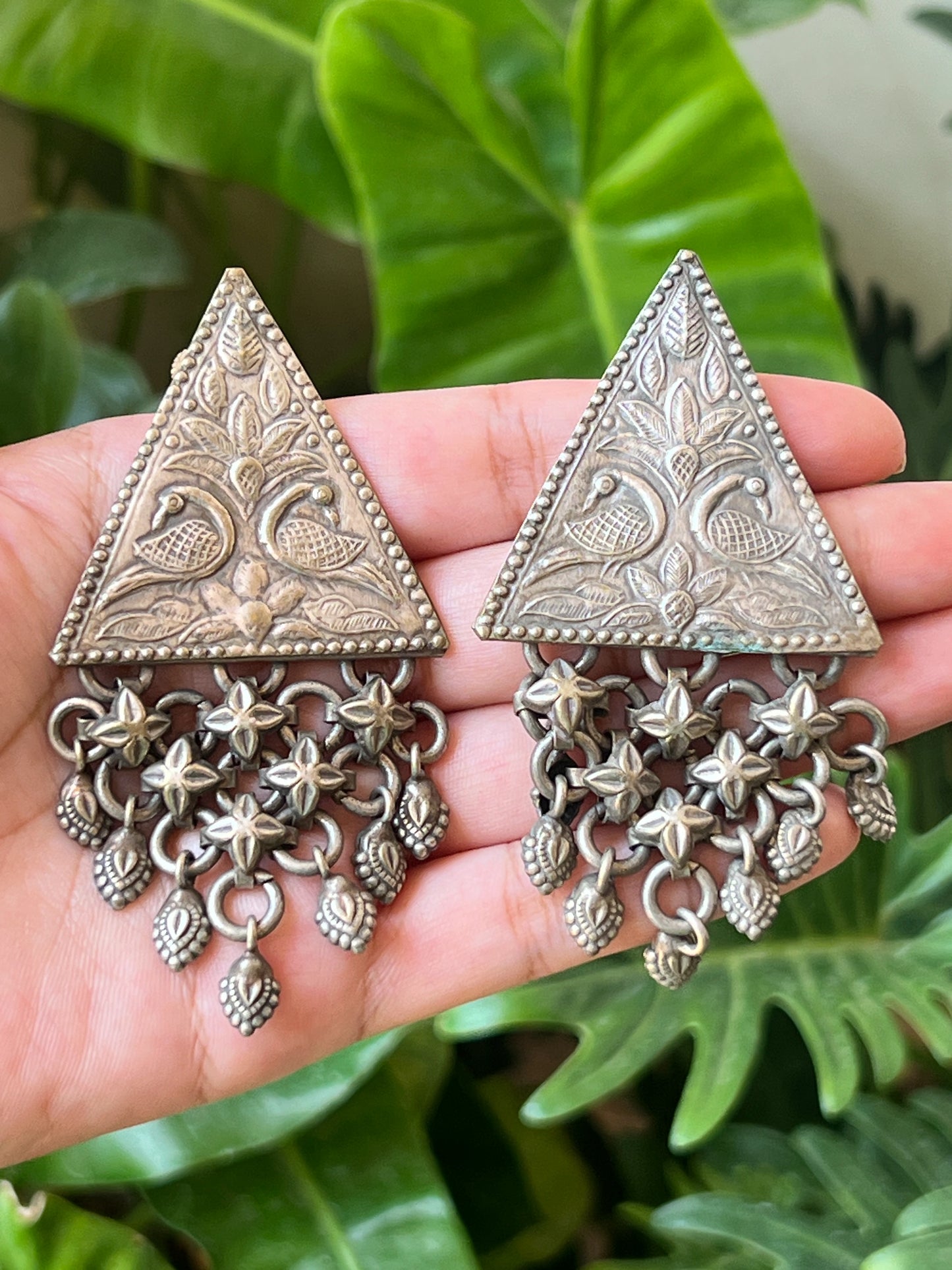 Oxidised statement earrings