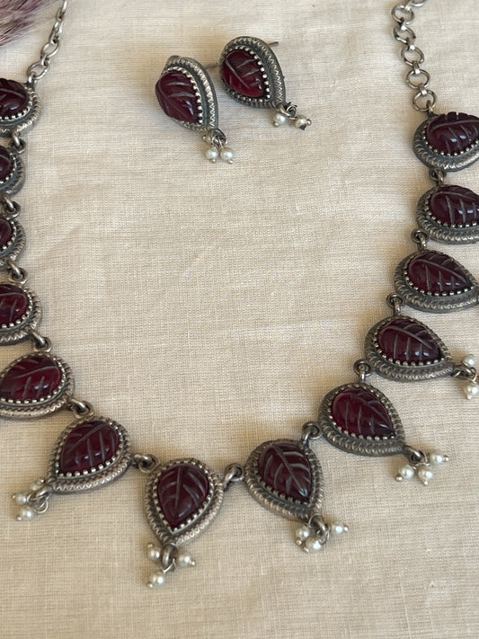 Carved stone necklace set