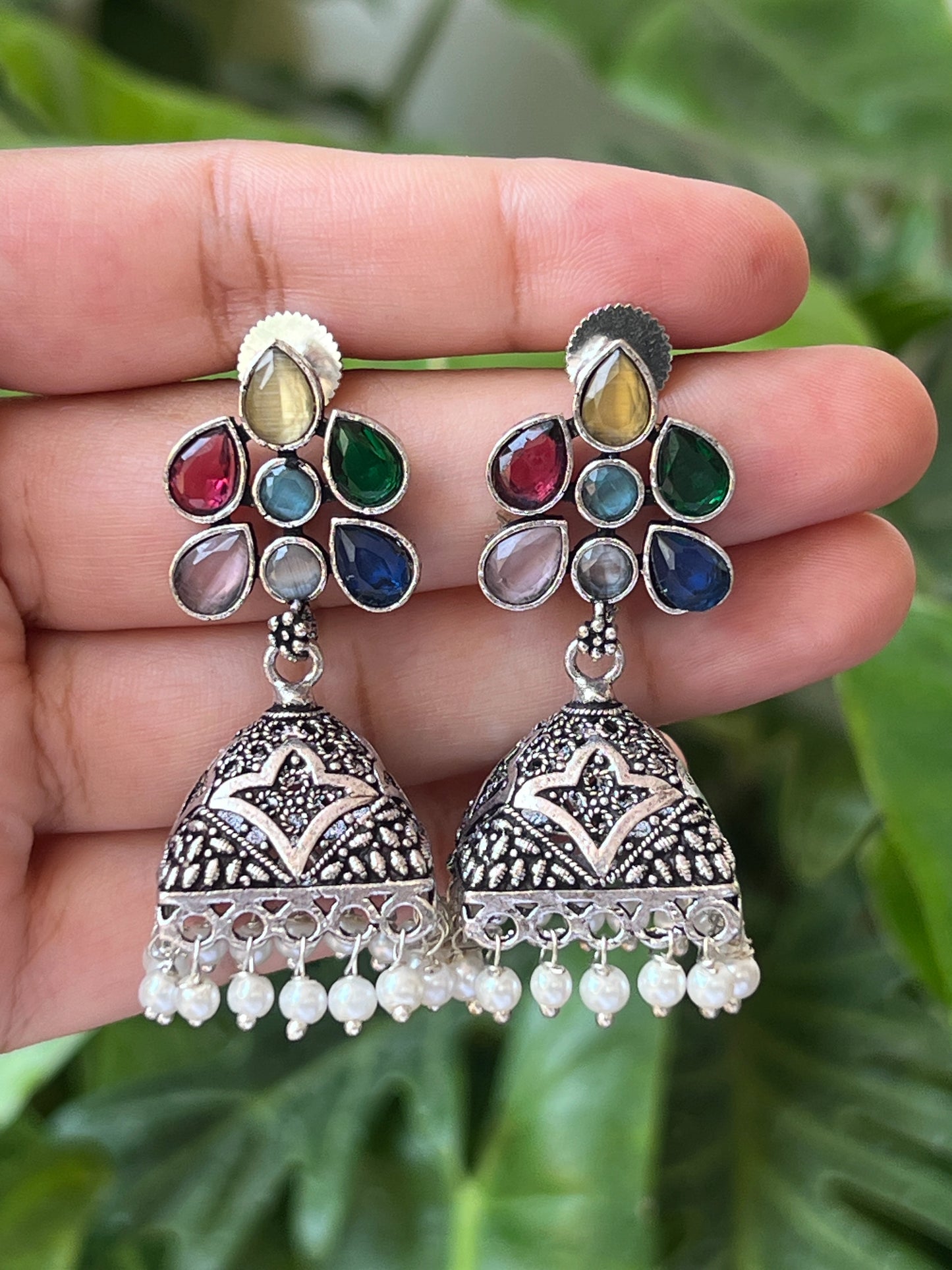 Multi colour jhumkas