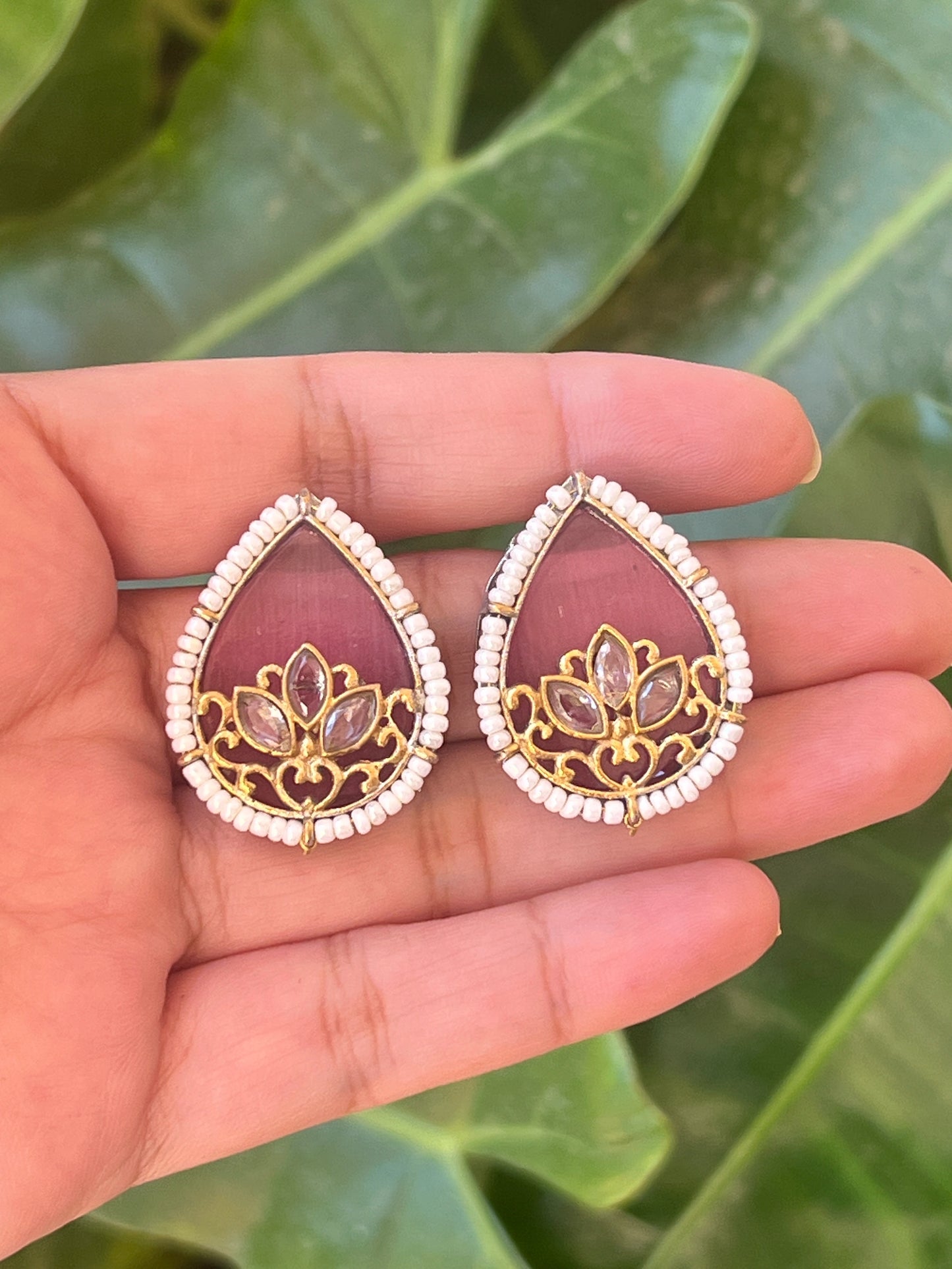 Pink stone studs