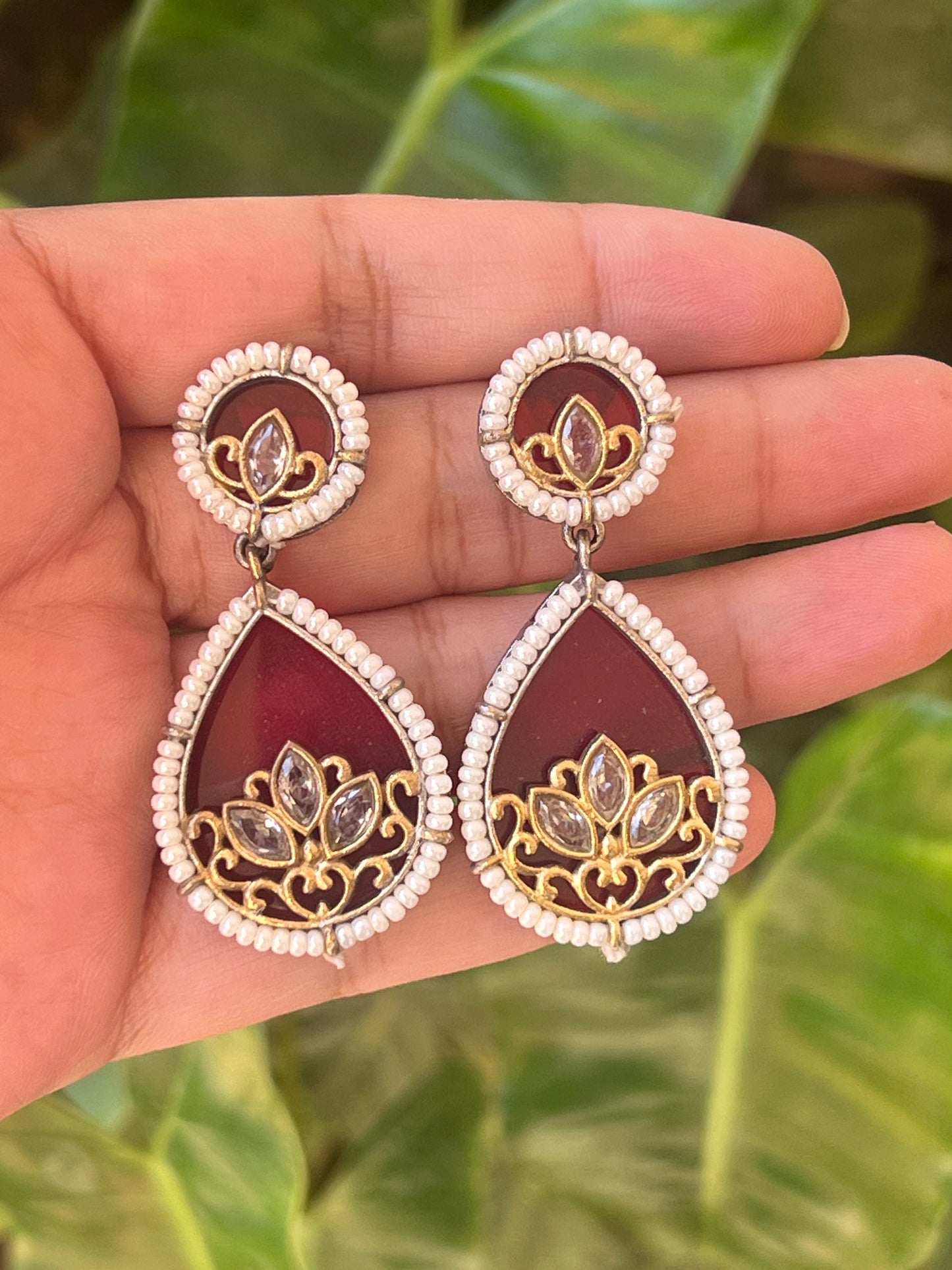 Red stone earrings
