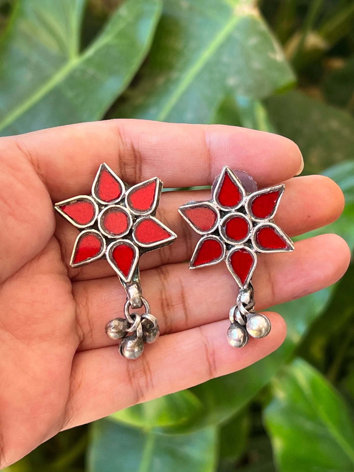 Red glass earrings