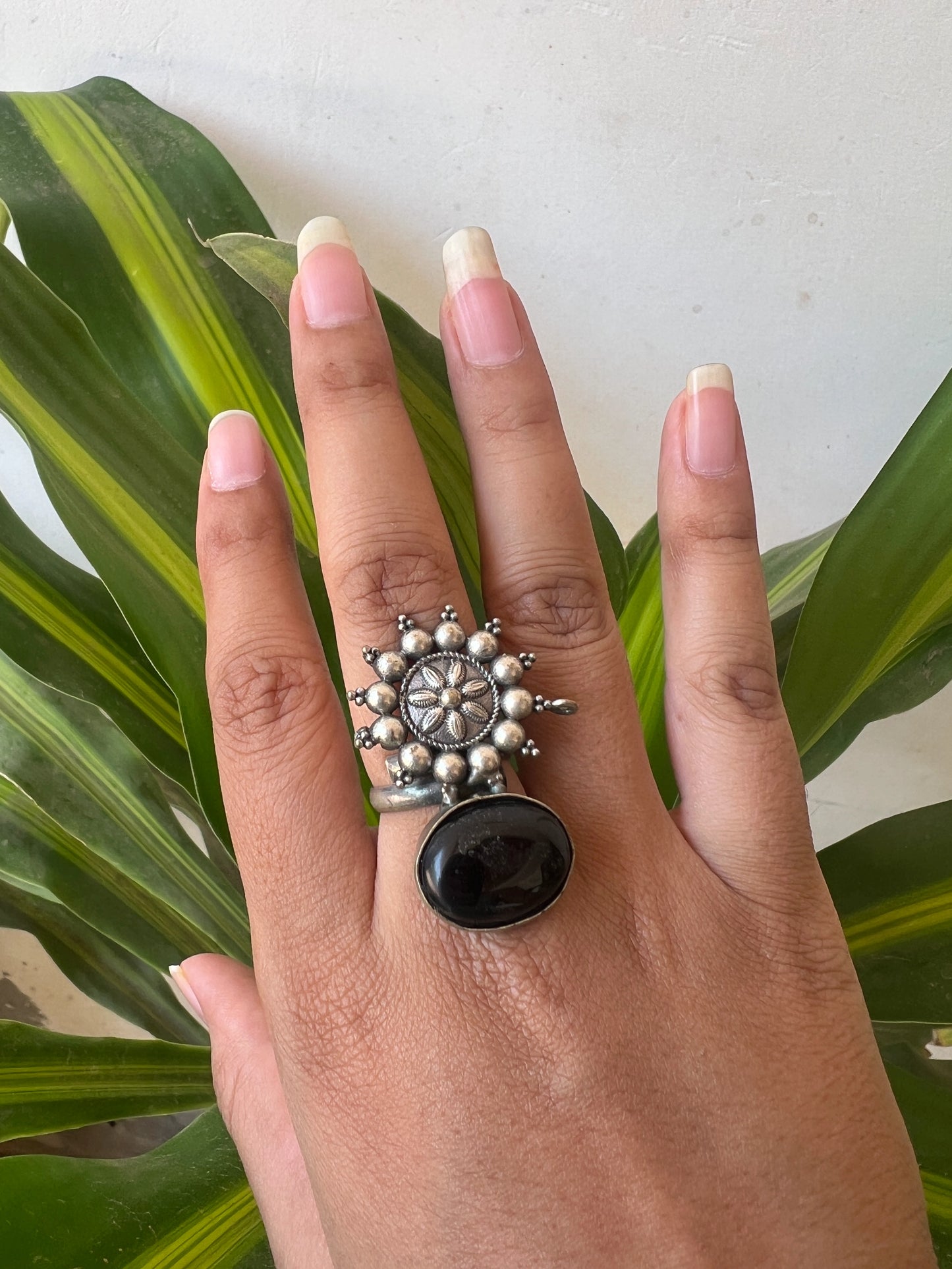 black stone ring