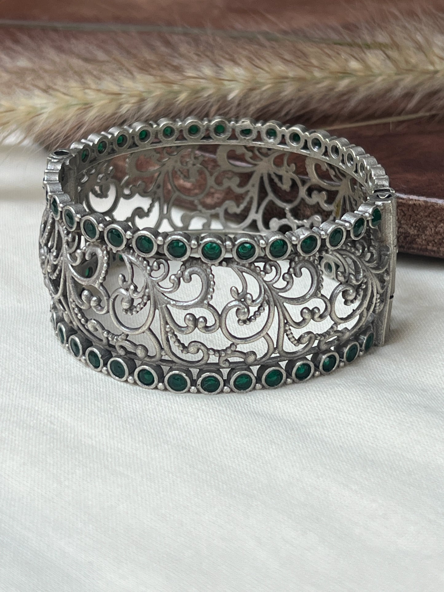 Green jaali work bangles