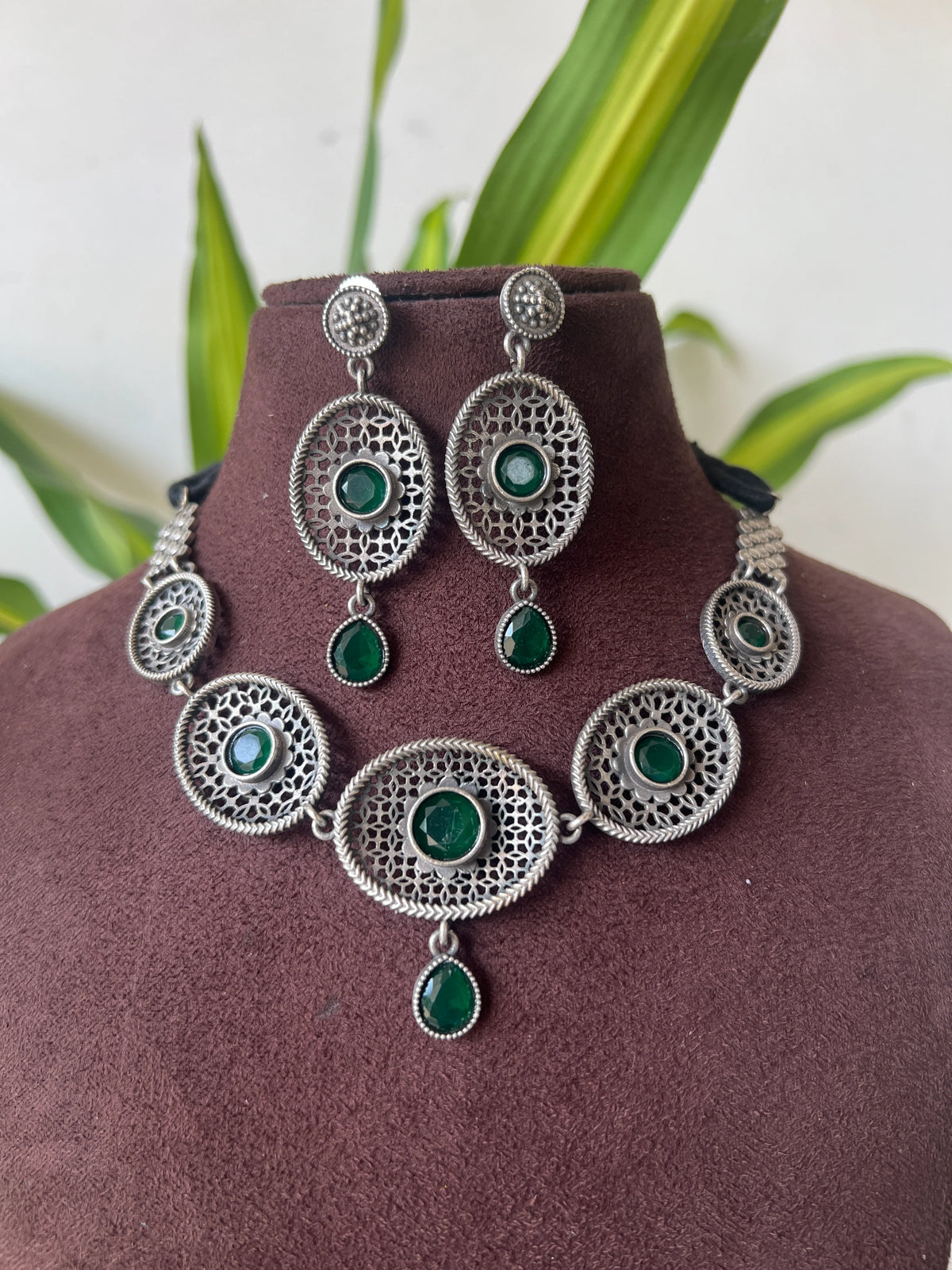 Oxidised necklace set