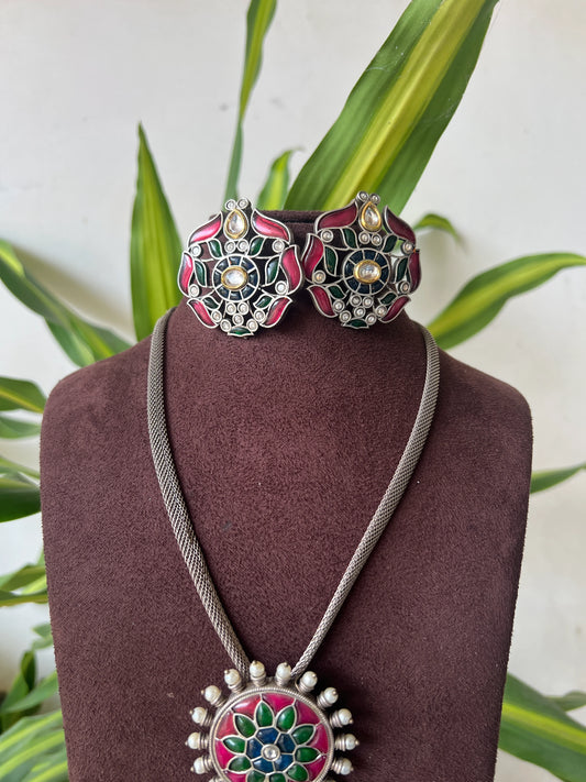Oxidised necklace set