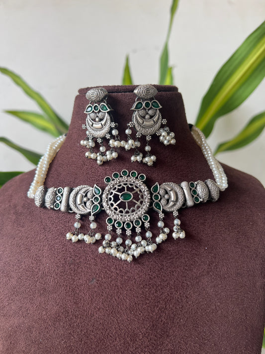 Oxidised necklace set