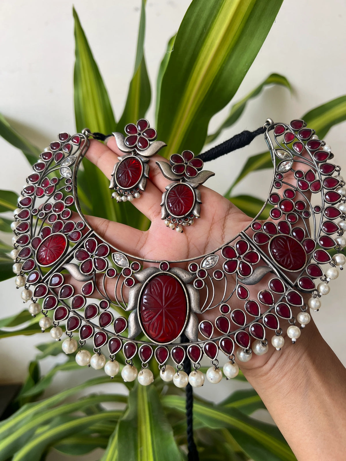 Oxidised necklace set