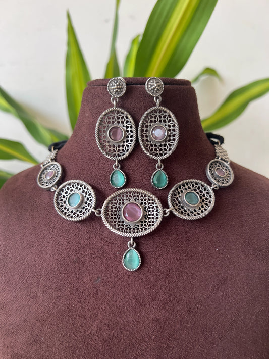 Oxidised necklace set