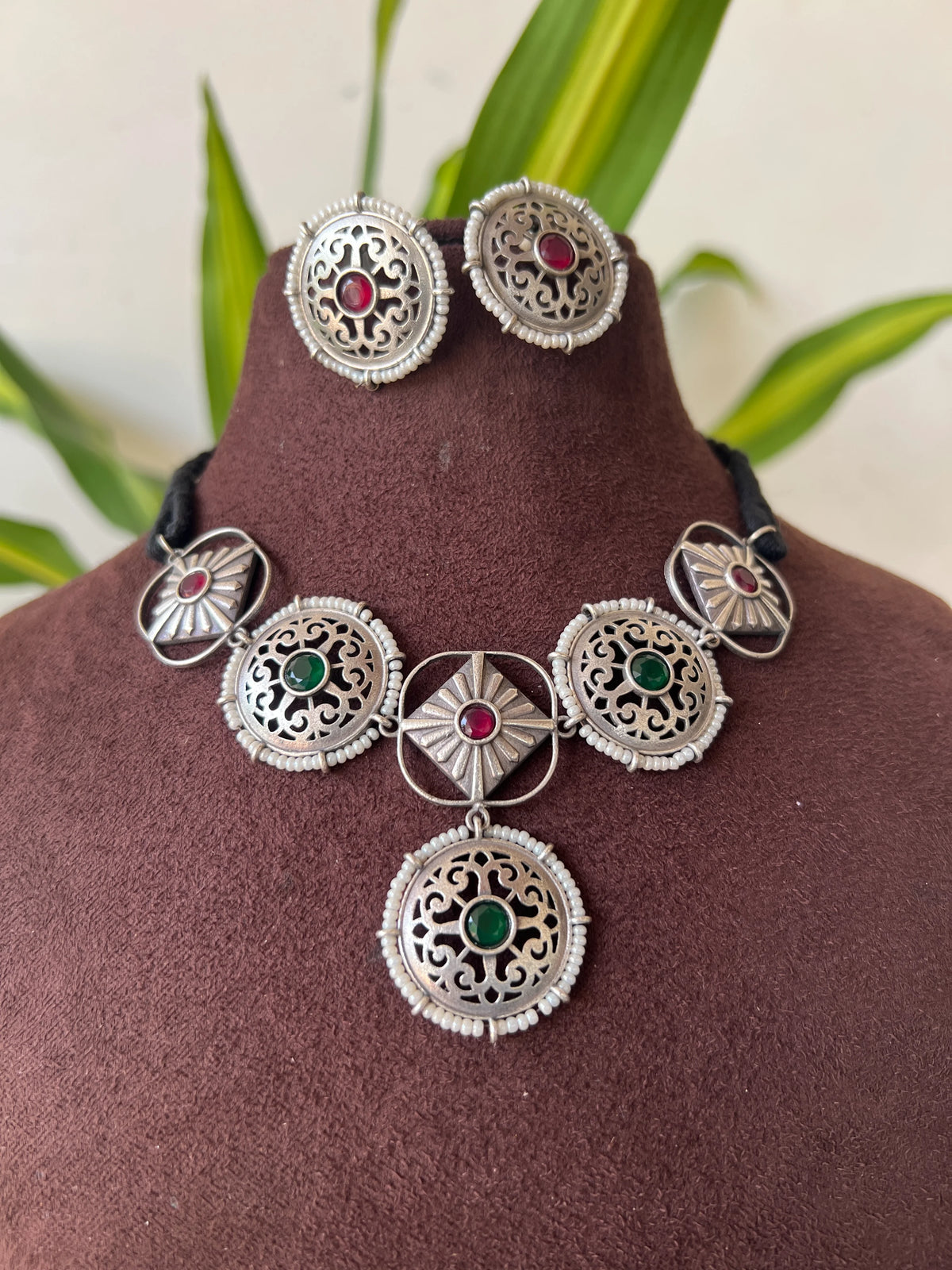 Oxidised necklace set