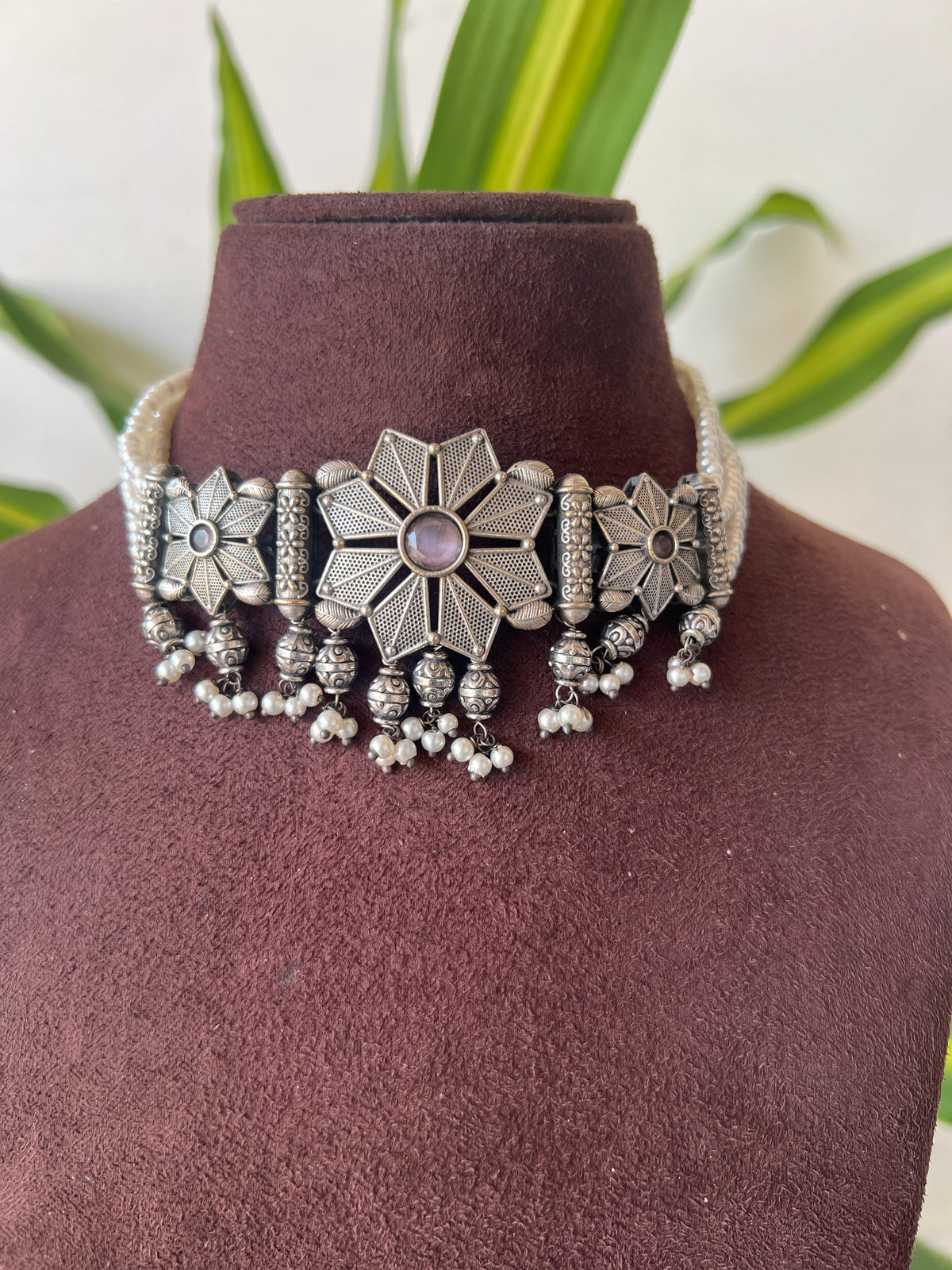 Oxidised choker set