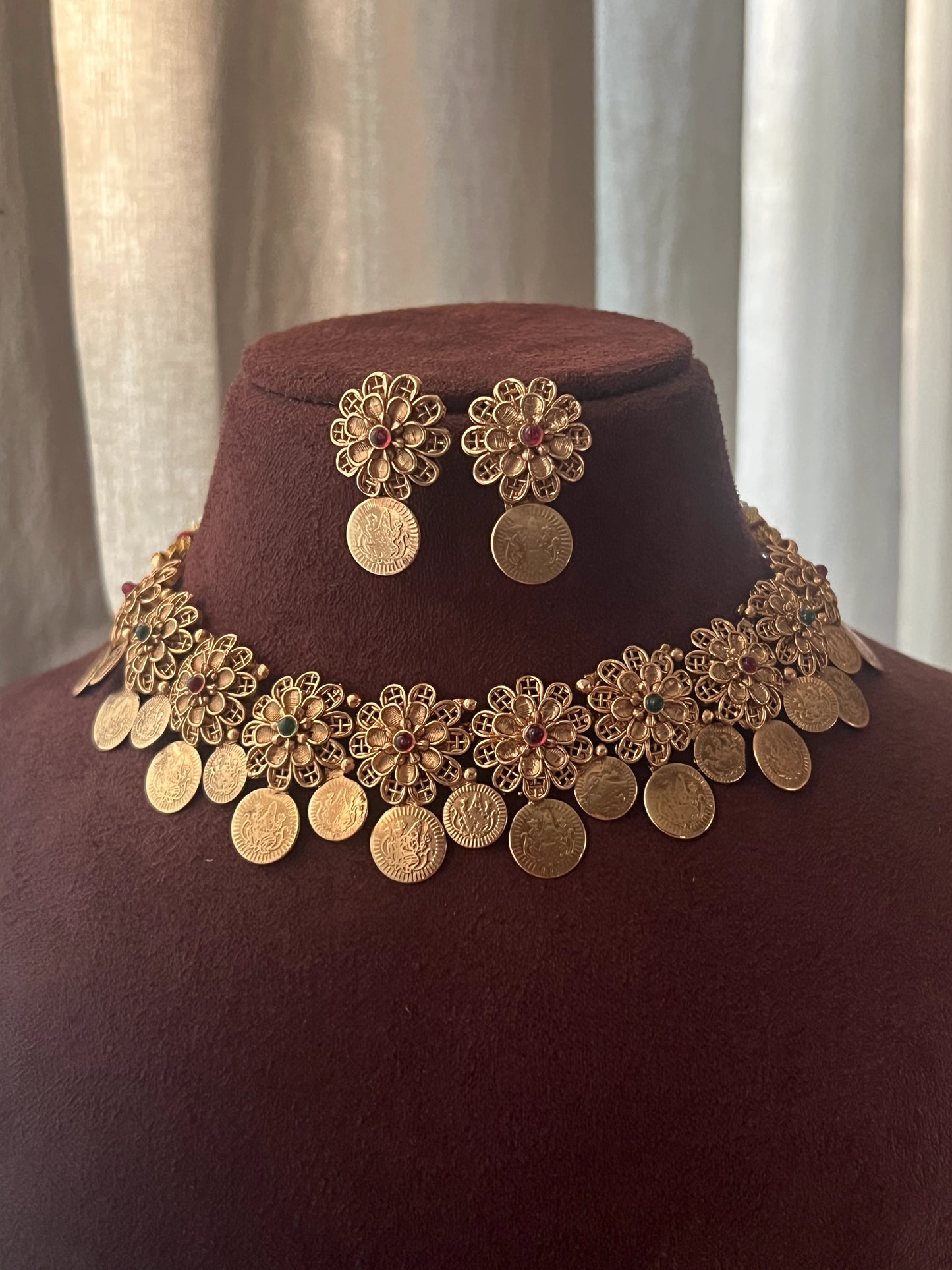 flower kaasu necklace set