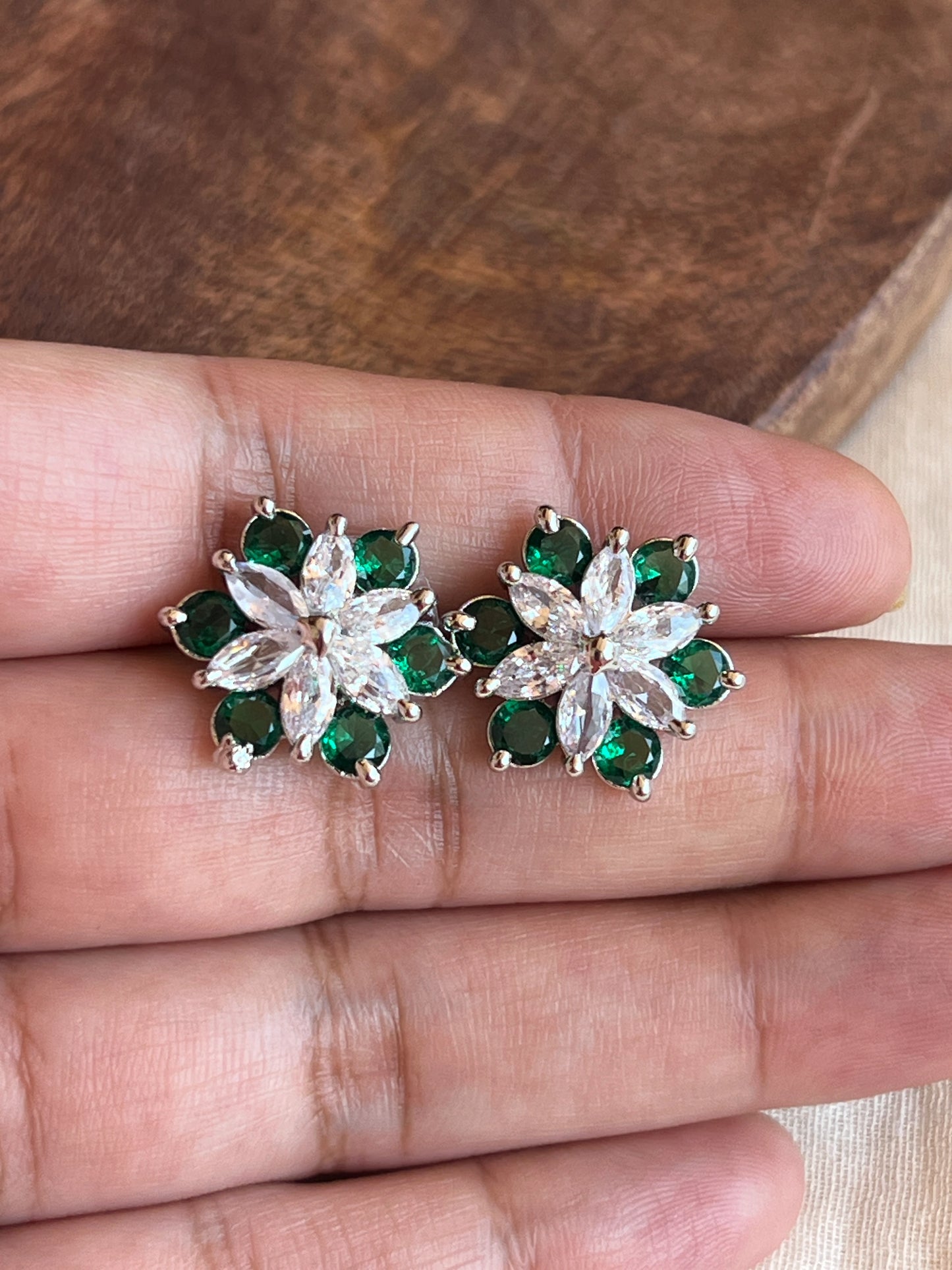 Green stone studs