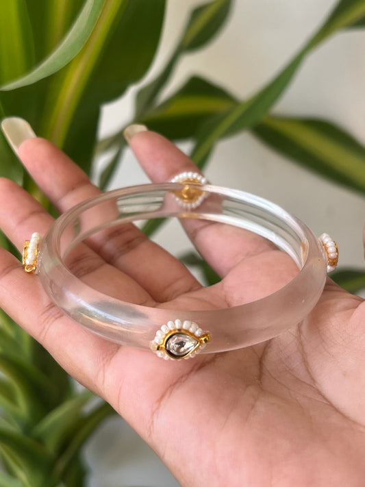 Transparent Resin kundhan bangle (transparent)