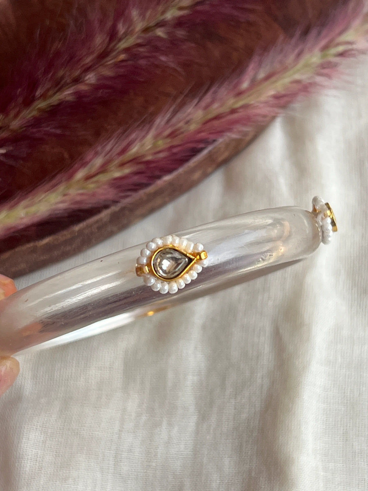 Transparent Resin kundhan bangle (transparent)