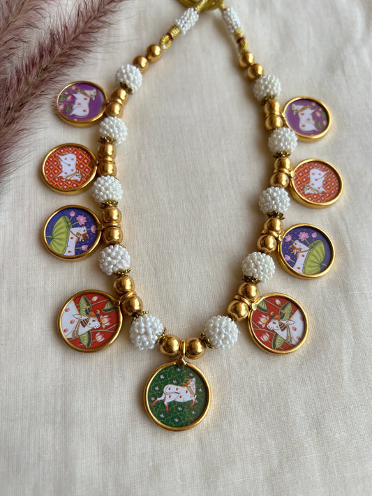 Cow handpainted necklace
