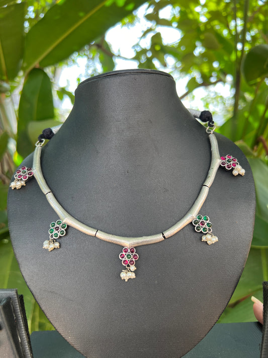 Oxidised short necklace set