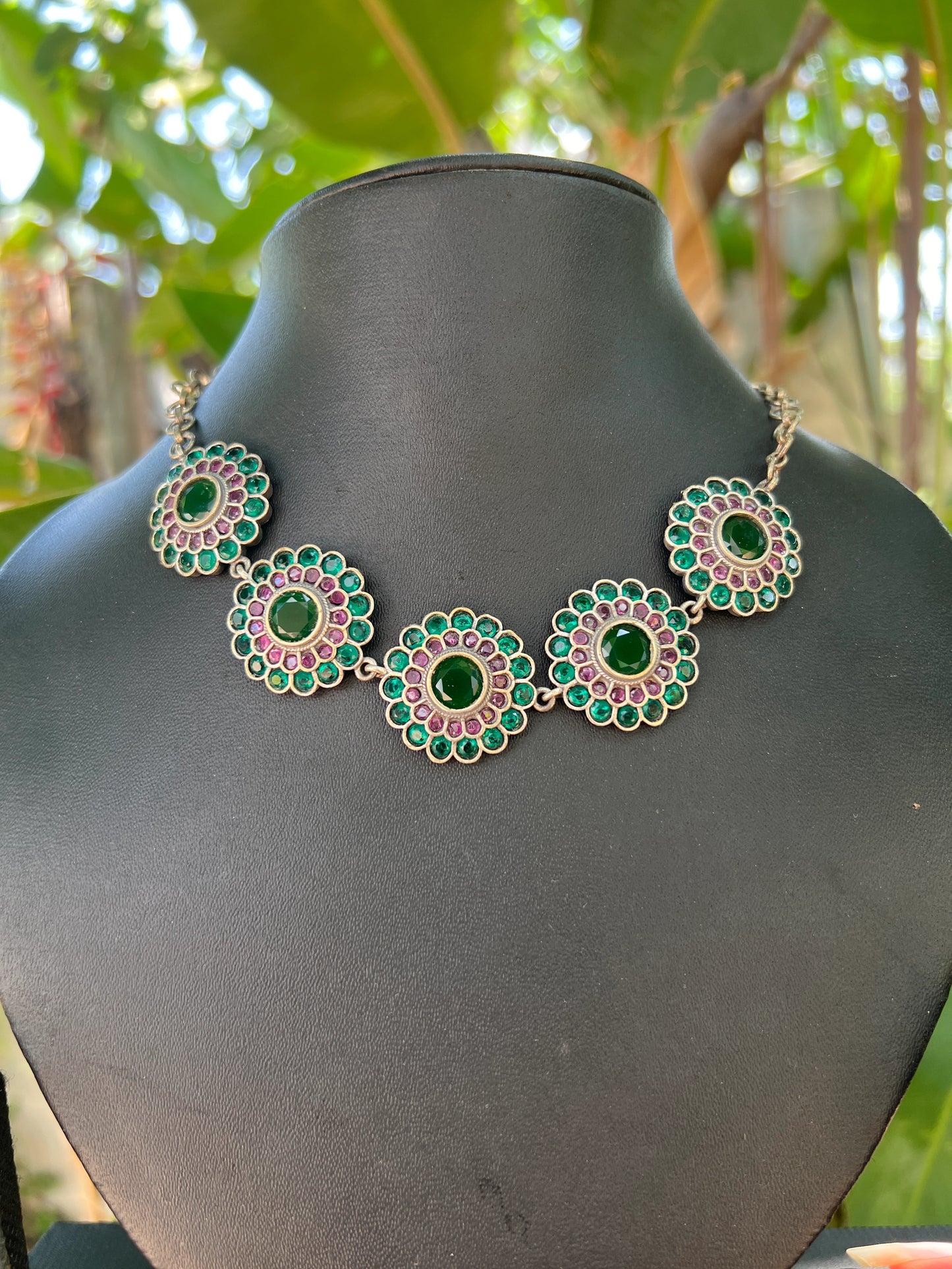 Oxidised stone necklace