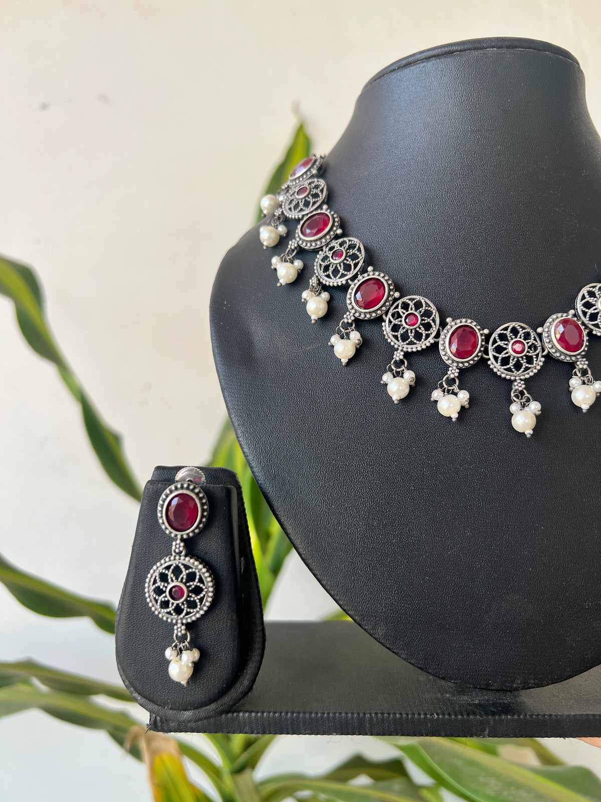 Oxidised necklace set