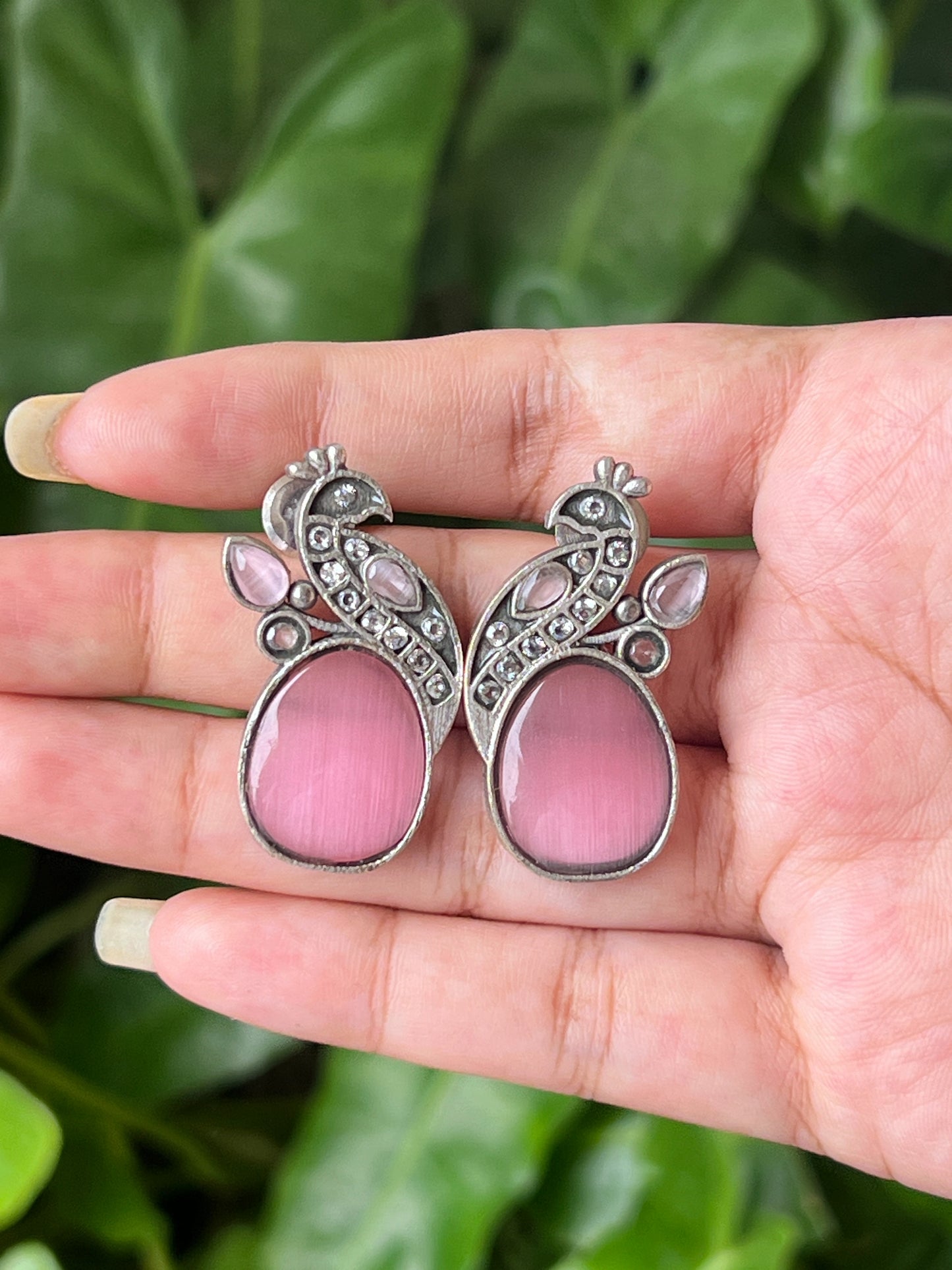 Pink stone earrings