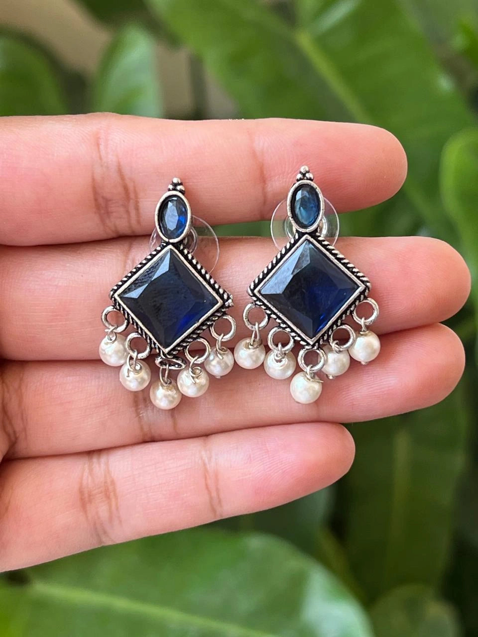 Blue stone earrings