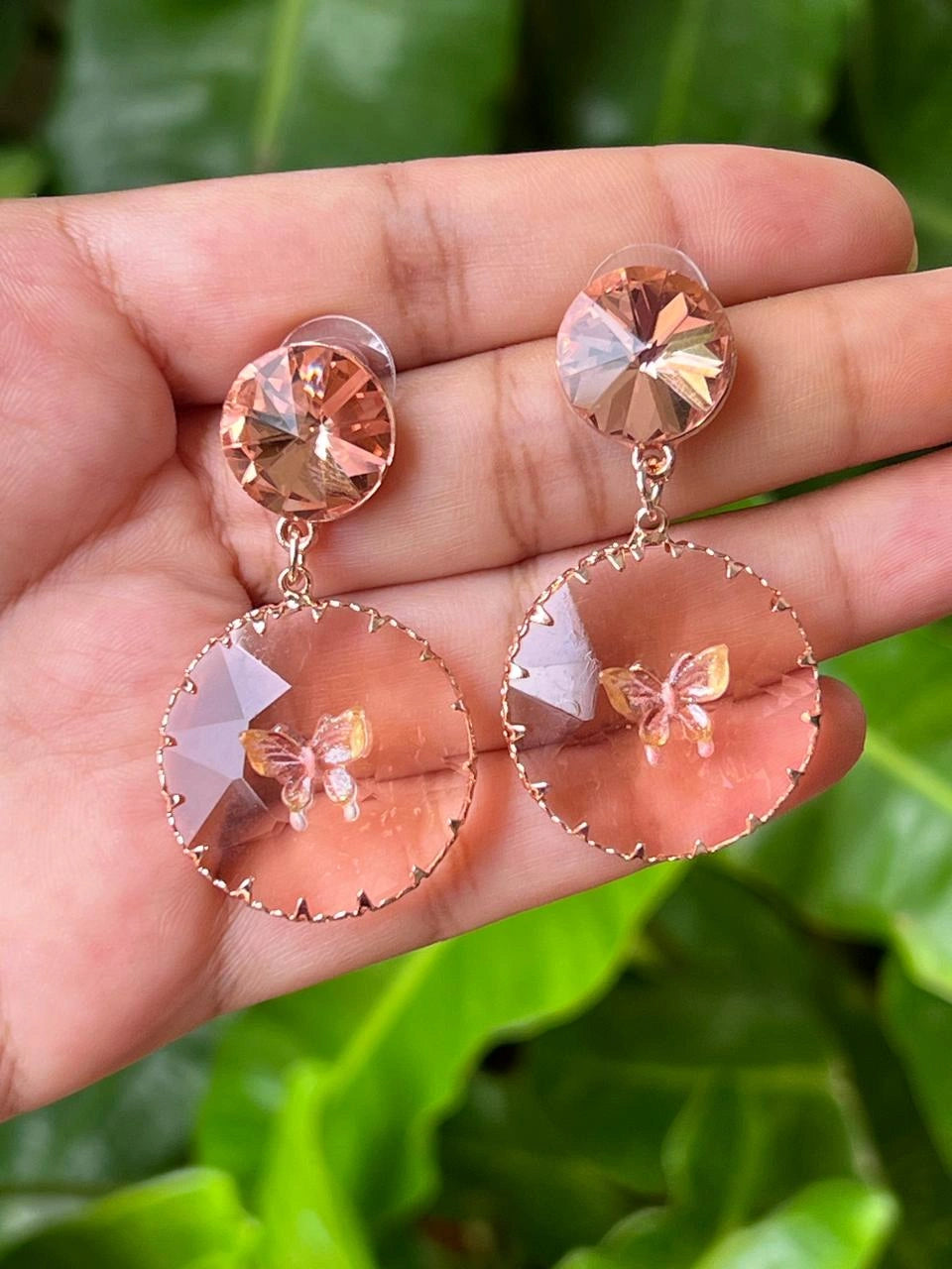 Glass stone earrings