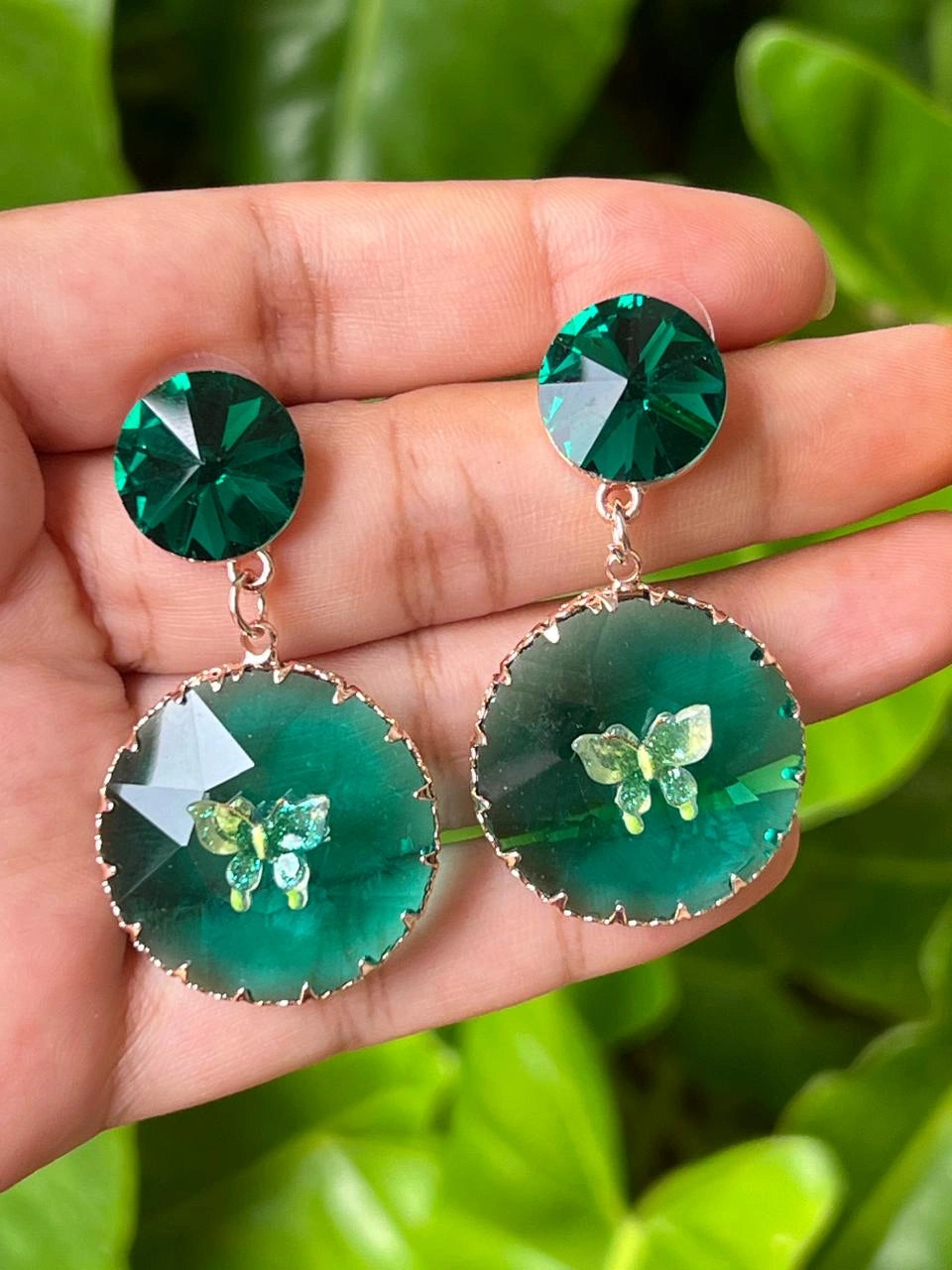 Glass stone earrings