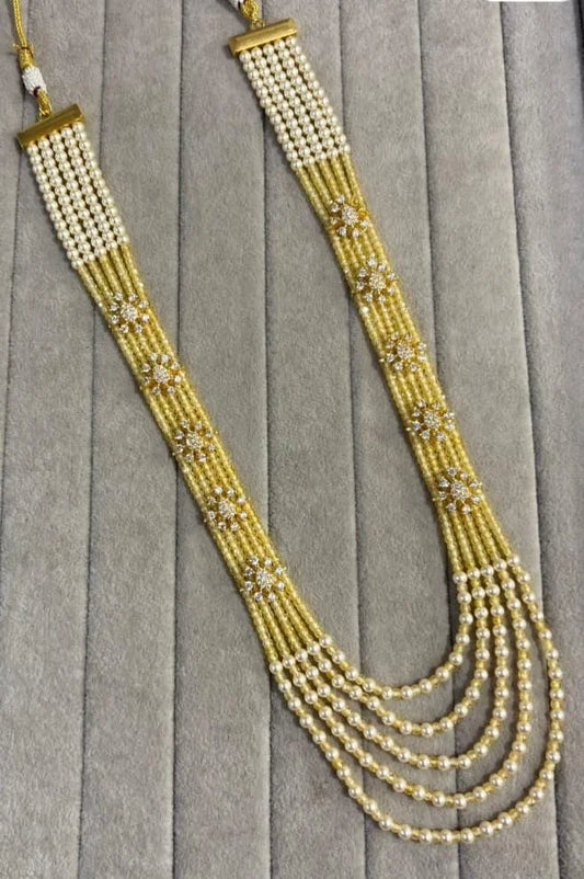 Multi layer cz with swaroski beads necklace