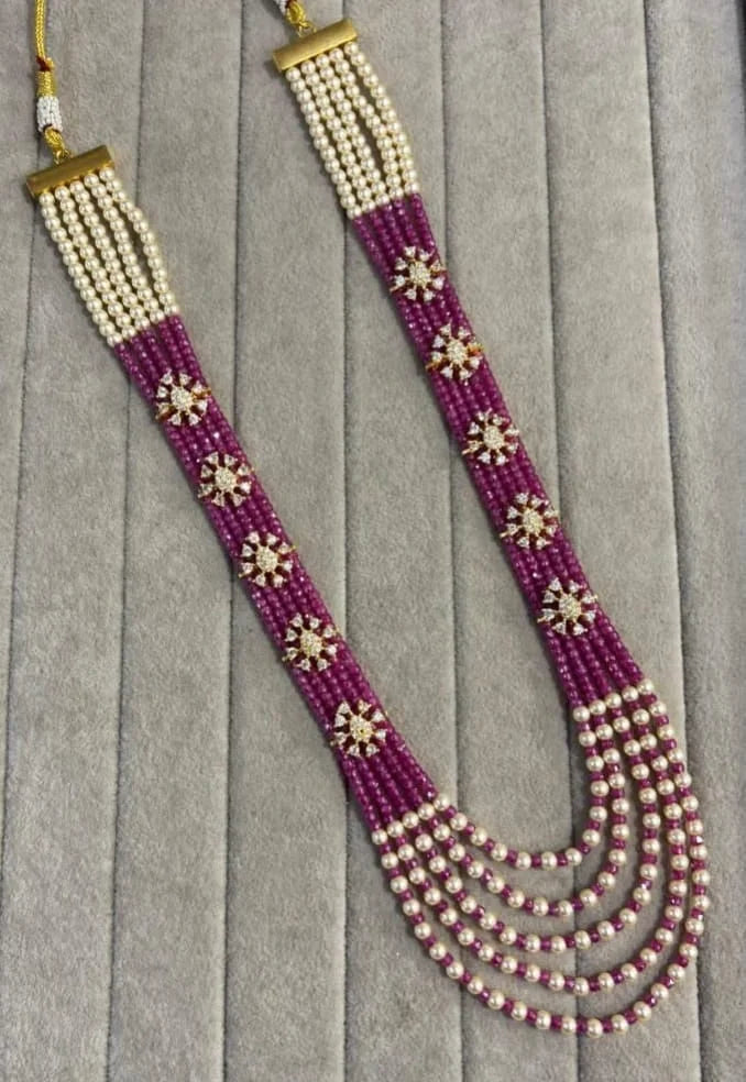 Multi layer cz with swaroski beads necklace