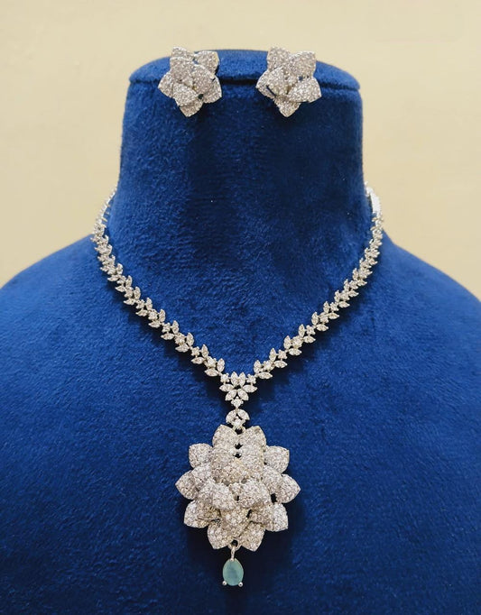 AD flower pendant necklace set