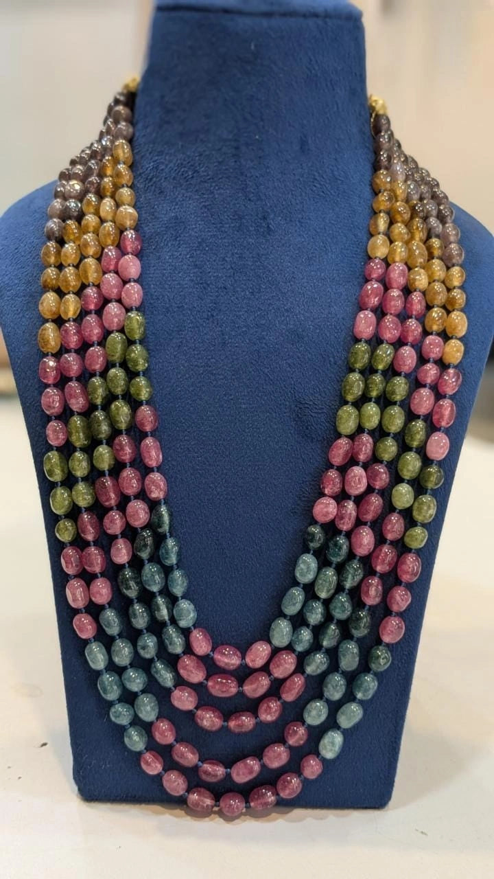 5 layer multi colour beads necklace