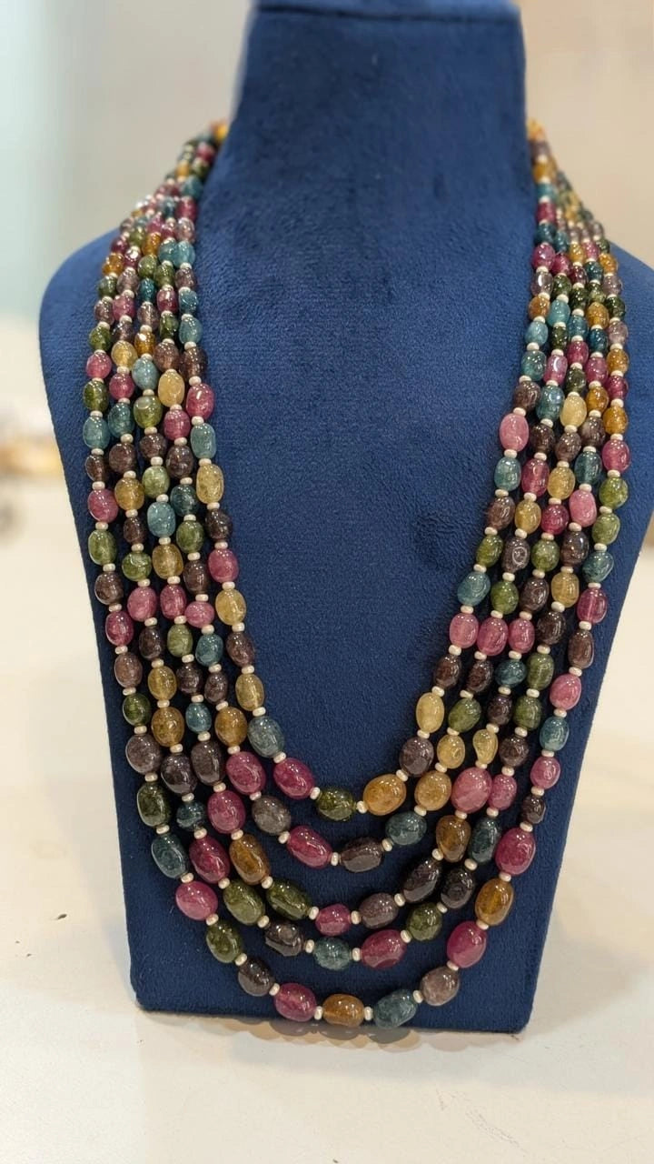 5 layer multi colour beads necklace