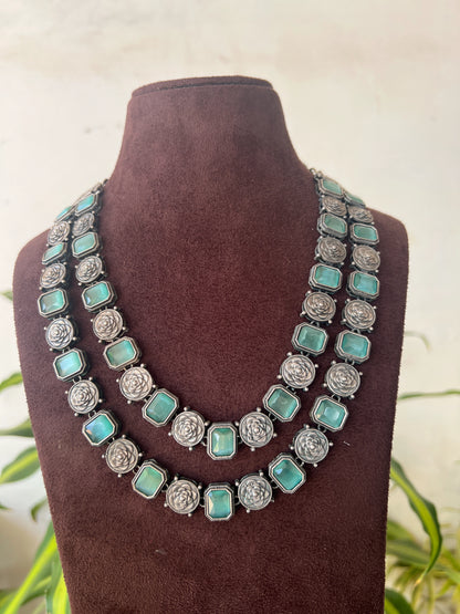 Oxidised mint necklace