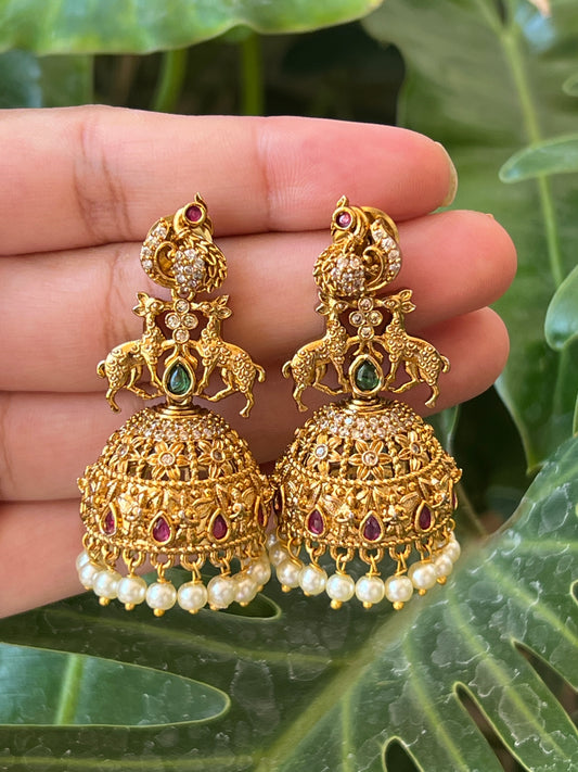 Temple fusion jhumkas