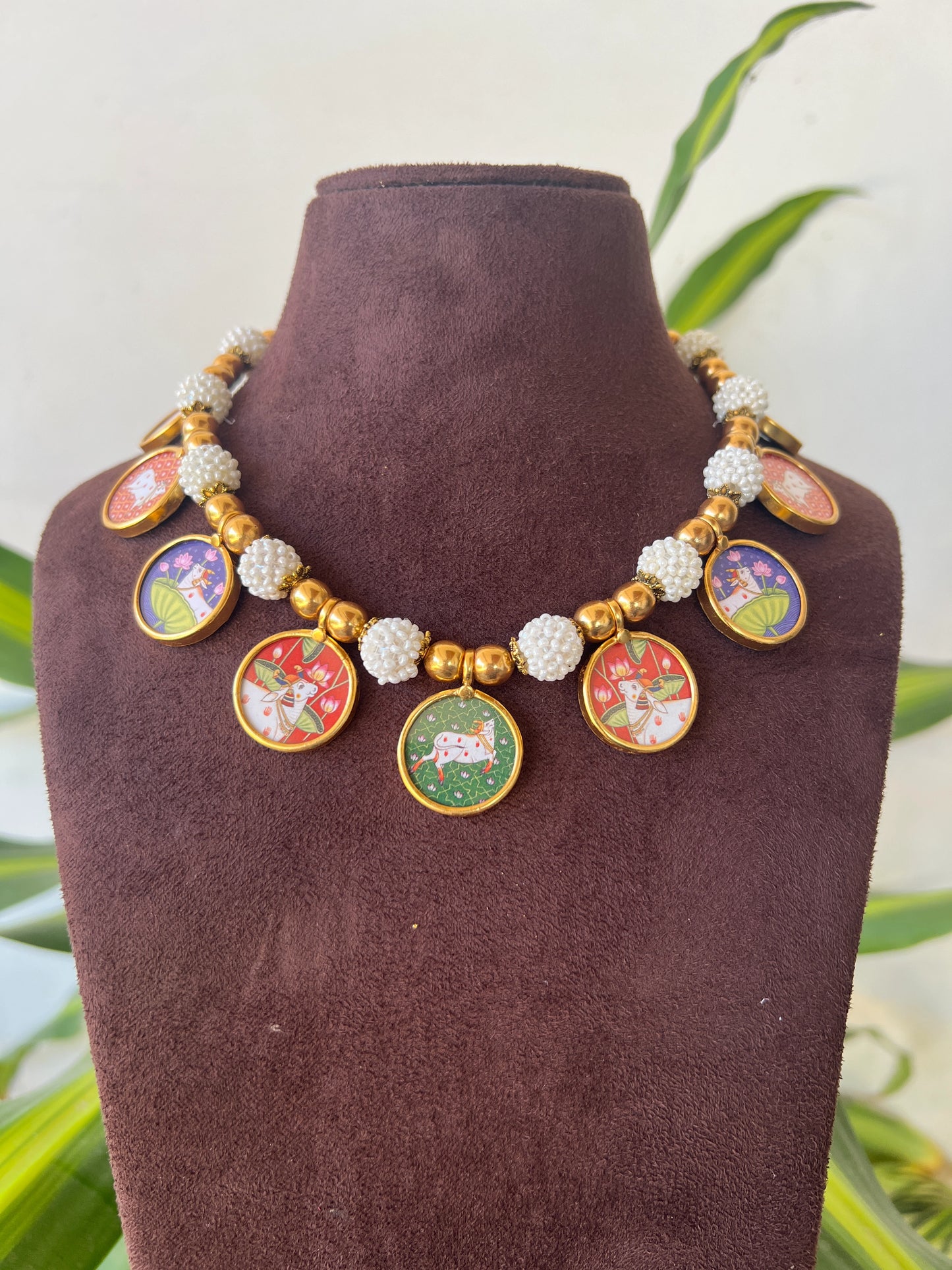 Cow handpainted necklace