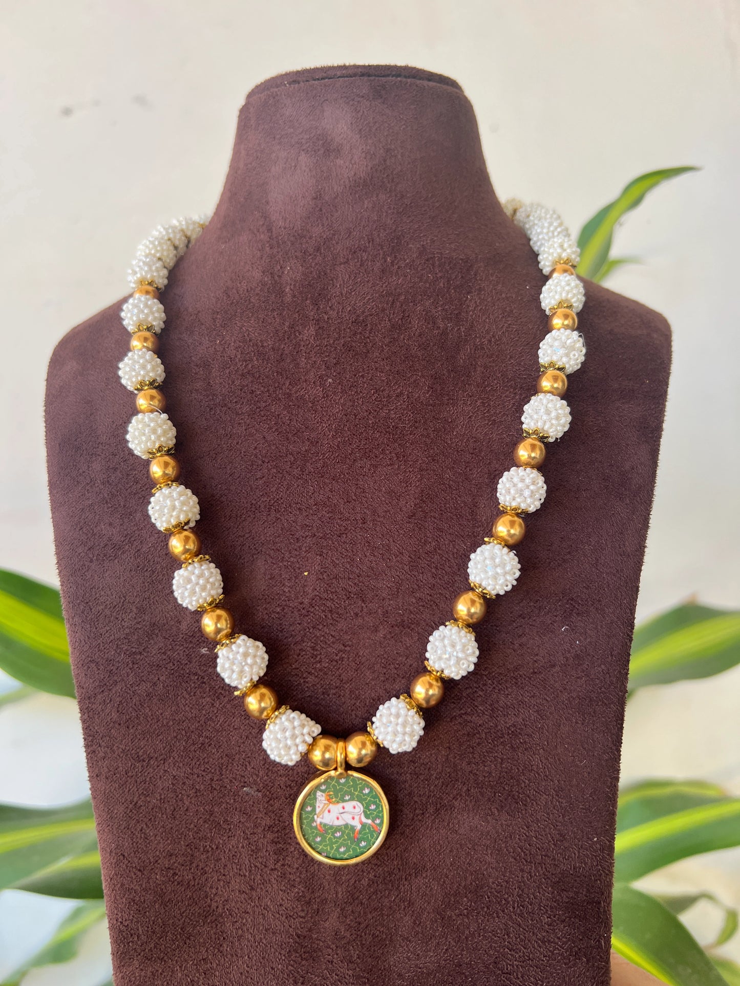 Cow handpainted necklace