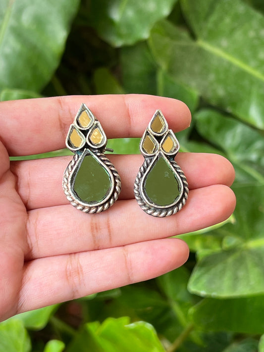 Green and yellow glass earrings
