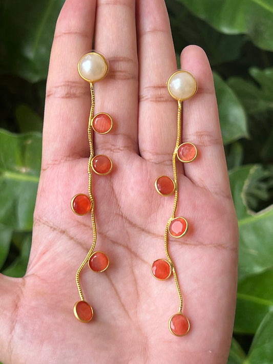 Orange stone earrings