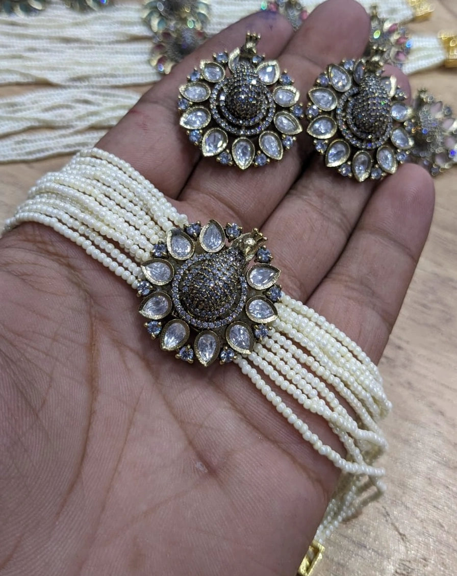 3D Peacock choker set