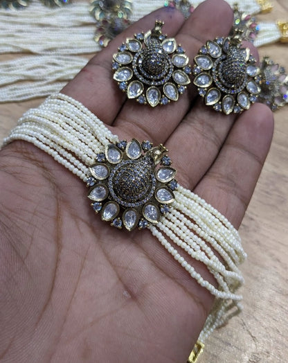 3D Peacock choker set